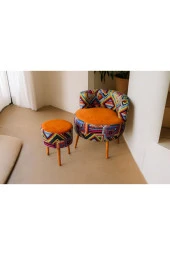 BEYLERBEYİ Çay Seti Tekli Koltuk Berjer Ve Puf Takımı (salon, Balkon, Ofis) 2 Li Takım - 2