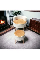 BEYLERBEYİ Çay Seti Tekli Koltuk Berjer Ve Puf Takımı (salon, Balkon, Ofis) 2 Li Takım - 2