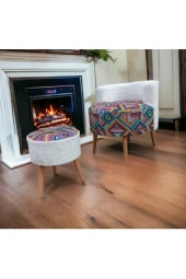 BEYLERBEYİ Çay Seti Tekli Koltuk Berjer Ve Puf Takımı (salon, Balkon, Ofis) 2 Li Takım - 2