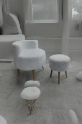 BEYLERBEYİ Çay Seti Tekli Koltuk Berjer Ve Puf Takımı (salon, Balkon, Ofis) 2 Li Takım - 3