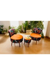 BEYLERBEYİ Çay Seti Ikili Koltuk Berjer Ve Puf Takımı (salon, Balkon, Ofis) 3 Lü Takım - 3