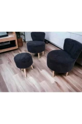 BEYLERBEYİ Çay Seti Ikili Koltuk Berjer Ve Puf Takımı (salon, Balkon, Ofis) 3 Lü Takım - 1