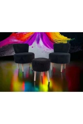 BEYLERBEYİ Çay Seti Ikili Koltuk Berjer Ve Puf Takımı (salon, Balkon, Ofis) 3 Lü Takım - 3