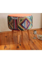 BEYLERBEYİ Gürgen Ahşap Ayaklı Dekoratif Yuvarlak Puf Bench Koltuk YATAK ODASI PUFU,MAKYAJ MASASI - 1