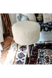 BEYLERBEYİ Coco puf,peluş,pofidik yuvarlak puf,gürgen ayaklı thumbnail 1