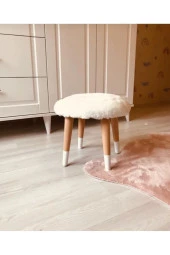 BEYLERBEYİ Kıds Çocuk Odası Beyaz Peluş Çocuk Taburesi Çocuk Çalışma - 4