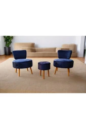 BEYLERBEYİ Çay Seti Ikili Koltuk Berjer Ve Puf Takımı Salon Balkon Ofis 3 lü Takım - 2