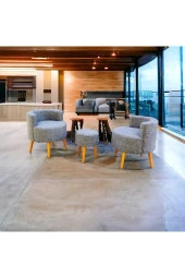 BEYLERBEYİ Çay Seti İkili Koltuk Berjer Ve Puf Takımı (salon, Balkon, Ofis) 3 Lü Takım - 2