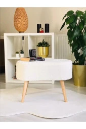 BEYLERBEYİ Gürgen Ahşap Ayak welsoft Kumaş Oval Pufidik Puf Bench Tabure Sandalye thumbnail 1