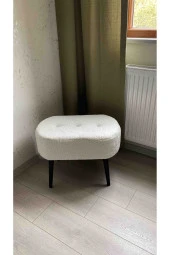 BEYLERBEYİ Gürgen Ahşap Ayak welsoft Kumaş Oval Pufidik Puf Bench Tabure Sandalye - 2