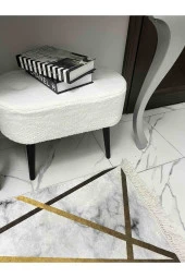 BEYLERBEYİ Gürgen Ahşap Ayak welsoft Kumaş Oval Pufidik Puf Bench Tabure Sandalye - 3