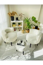 BEYLERBEYİ Çay Seti Ikili Koltuk Berjer Ve Puf Takımı (salon, Balkon, Ofis) 3 Lü Takım - 1