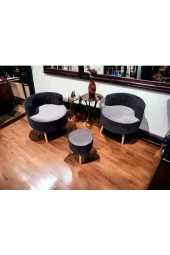 BEYLERBEYİ Çay Seti İkili Koltuk Berjer Ve Puf Takımı (salon, Balkon, Ofis) 3 Lü Takım - 1