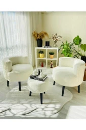 BEYLERBEYİ Çay Seti İkili Koltuk Berjer Ve Puf Takımı (salon, Balkon, Ofis) 3 Lü Takım - 1