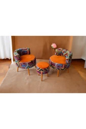 BEYLERBEYİ Çay Seti İkili Koltuk Berjer Ve Puf Takımı (salon, Balkon, Ofis) 3 Lü Takım - 2