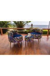 BEYLERBEYİ Çay Seti İkili Koltuk Berjer Ve Puf Takımı (salon, Balkon, Ofis) 3 Lü Takım - 3