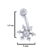 316L Çelik Zirkon Taşlı Kar Tanesi Şekilli Piercing PRC-187 - 3