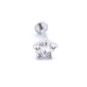 316L Çelik Zirkon Taşlı Yıldız Şekilli Piercing PRC-177 - 5
