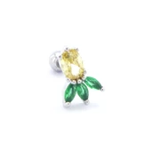316L Çelik Zirkon Taşlı Ananas Şekilli Piercing PRC-169 - 1