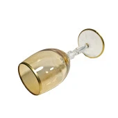 Ayaklı Renkli Gold Detaylı Bardak Kadeh (Sarı) 1 Adet thumbnail 2