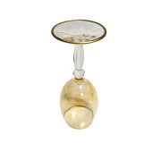 Ayaklı Renkli Gold Detaylı Bardak Kadeh (Sarı) 1 Adet thumbnail 4