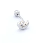 316L Çelik Zirkon Taşlı Ay Yıldız Şekilli Piercing PRC-179 - 4