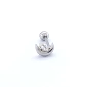 316L Çelik Zirkon Taşlı Ay Yıldız Şekilli Piercing PRC-179 - 1