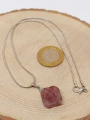 Çilek Kuvars Taşı Kolye Ucu Yonca Temalı Zincirli (49818) thumbnail 3