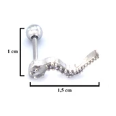 316L Çelik Zirkon Taşlı Yılan Şekilli Piercing PRC-198 - 4