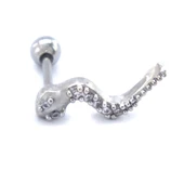 316L Çelik Zirkon Taşlı Yılan Şekilli Piercing PRC-198 - 1