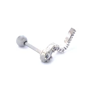 316L Çelik Zirkon Taşlı Yılan Şekilli Piercing PRC-198 - 5