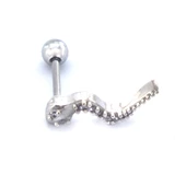 316L Çelik Zirkon Taşlı Yılan Şekilli Piercing PRC-198 - 3
