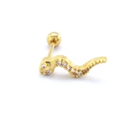 Altın Kaplama Zirkon Taşlı Yılan Şekilli Piercing PRC-144 thumbnail 1