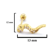 Altın Kaplama Zirkon Taşlı Yılan Şekilli Piercing PRC-144 thumbnail 3