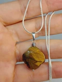 Kaplan Gözü Taşı Kolye Ucu Yonca Temalı Zincirli (49832) thumbnail 1