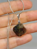 Labradorit Taşı Kolye Ucu Yonca Temalı Zincirli (49834) thumbnail 1
