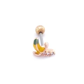 316L Çelik Zirkon Taşlı Rose Muz Piercing PRC-160 - 4