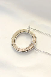 316L Çelik Zirkon Taşlı Çift Renkli Tifany Kolye - EBJ240521W24258 thumbnail 2