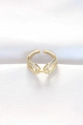 Zirkon Taşlı Gold Renk Ayarlanabilir Yüzük - EBJ240521W24327 thumbnail 1
