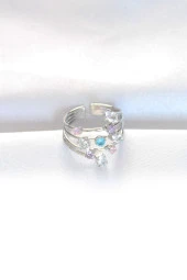 Renkli Zirkon Taşlı Silver Renk Ayarlanabilir Yüzük - EBJ240521W24345 thumbnail 2