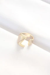 Z Harfli Altın Renk Ayarlanabilir Yüzük - EBJ240521W24371 thumbnail 2