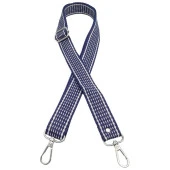 Angel Çanta Aksesuar 120x3 cm Polyester Kolon Çanta Sapı Lacivert Renk Beyaz Şeritli Gümüş Metalli - 2