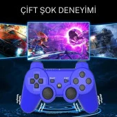 Cosmostech P3 Doubleshock PS3 Playstation 3 için Uyumlu Kablosuz Titreşimli Oyun Kolu Gamepad Joystick Controller Mavi - 3