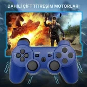 Cosmostech P3 Doubleshock PS3 Playstation 3 için Uyumlu Kablosuz Titreşimli Oyun Kolu Gamepad Joystick Controller Mavi - 5