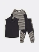 Kapşonlu Hırka, Badi Ve Pantalon Mevsimlik 2İplik Çocuk Eşofman MNK51063 - 5