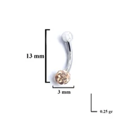 316L Çelik Zirkon Taşlı Top Piercing PRC-205 - 3