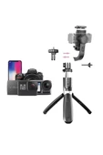 Torima Q08 Siyah Gimbal 360 Derece Uzaktan Kumandalı Taşınabilir Selfie Çubuğu Tripod - 3
