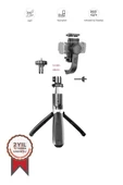Torima Q08 Siyah Gimbal 360 Derece Uzaktan Kumandalı Taşınabilir Selfie Çubuğu Tripod - 4