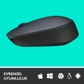 Logitech M170 USB Alıcılı Kablosuz Kompakt Mouse - Gri - 5
