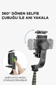 Torima Q08 Siyah Gimbal 360 Derece Uzaktan Kumandalı Taşınabilir Selfie Çubuğu Tripod - 5